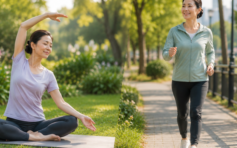 Phụ nữ trung niên nên ưu tiên yoga hay đi bộ?
