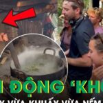 Khoảnh khắc vừa khuấy vừa nếm cám lợn của khách Tây khiến ai xem cũng bật cười