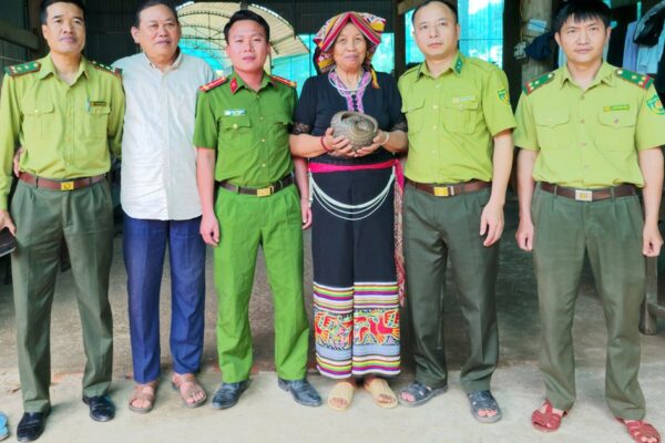 Phát hiện ‘khách lạ’ đi lạc vào vườn, người dân giao nộp tê tê quý hiếm