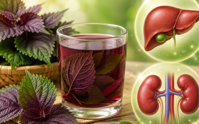 Uống nước lá tía tô mỗi ngày có ảnh hưởng đến gan và thận không?