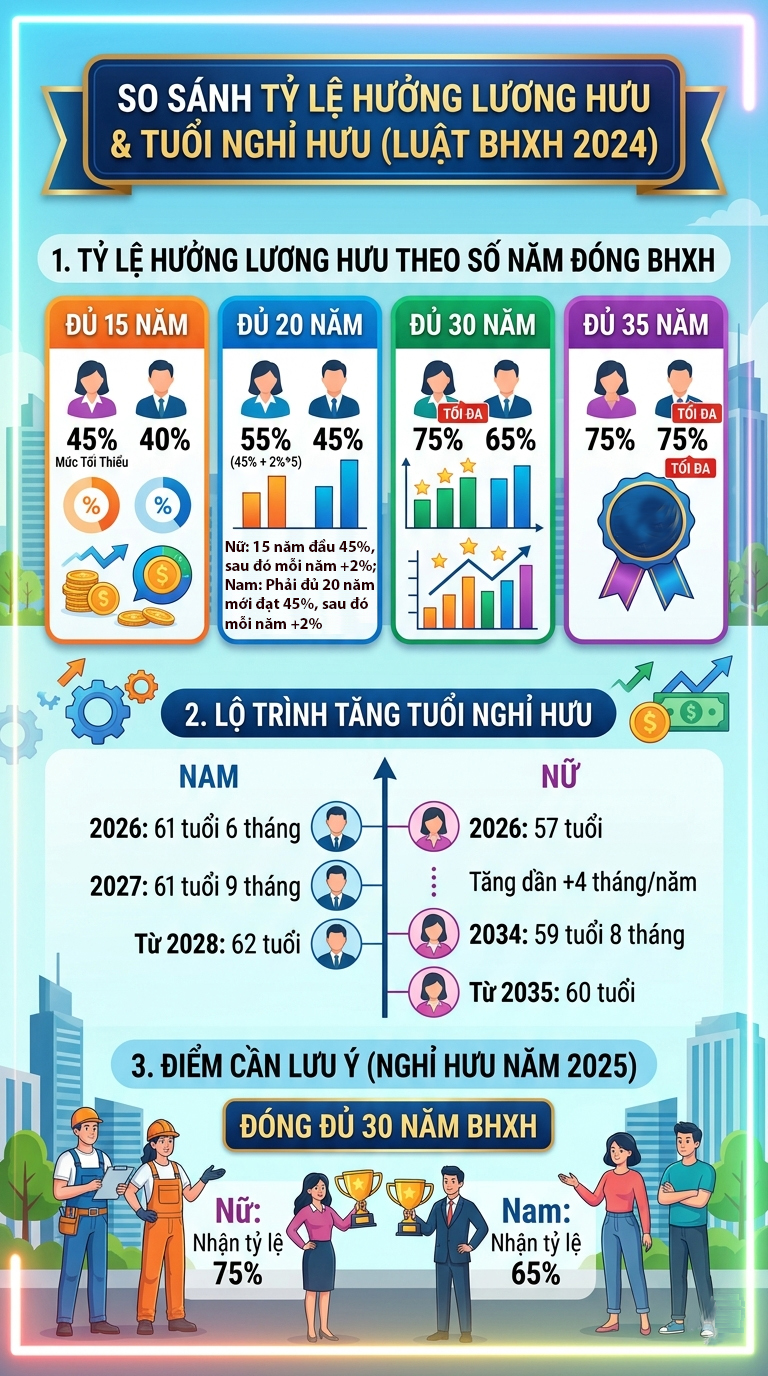 Nam và nữ chênh lệch tỉ lệ hưởng lương hưu tối thiểu ra sao?- Ảnh 1.