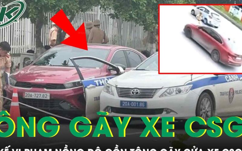 Tài xế vi phạm nồng độ cồn, tăng ga bỏ chạy tông gãy cửa xe CSGT