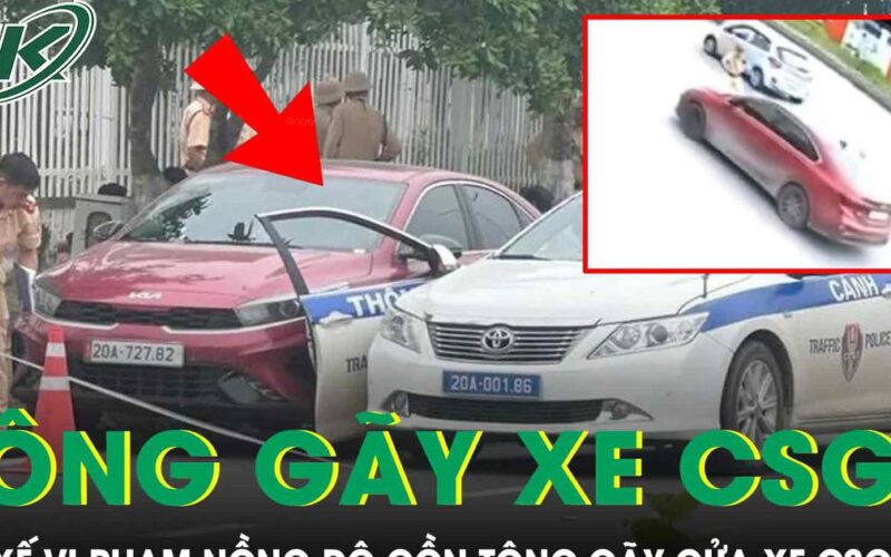 Tài xế vi phạm nồng độ cồn, tăng ga bỏ chạy tông gãy cửa xe CSGT