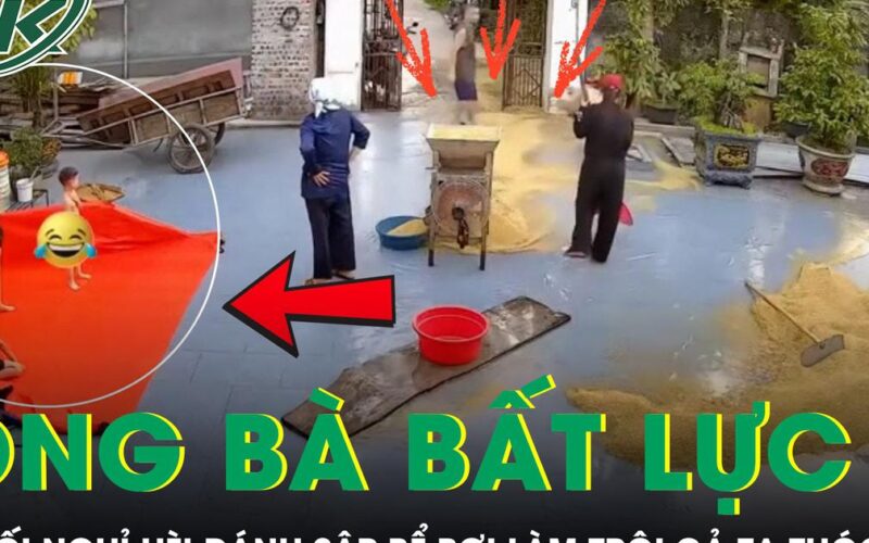 Ông bà bất lực khi ‘khối nghỉ hè’ nghịch sập ‘bể bơi’, làm trôi cả tạ thóc